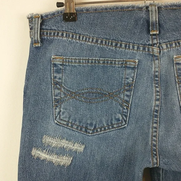 Y2K Vintage Abercrombie & Fitch Womens Cut Off Raw Waist Crop Button Fly Jeans 4 - Picture 11 of 13